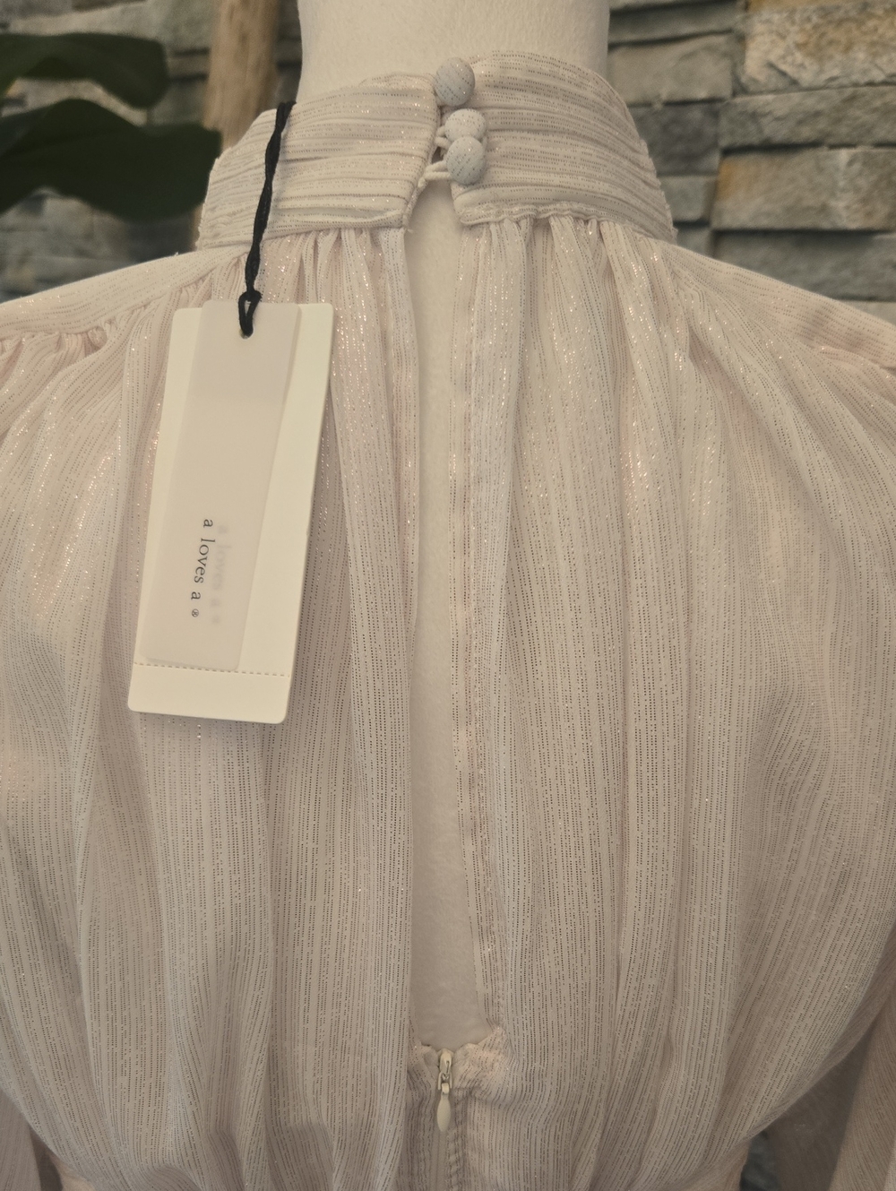 A Loves A Mock Neck Feather Trim Mini Dress - Picture 5 of 6